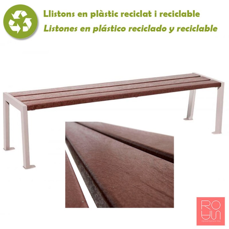 Banqueta Silaos per marquesines d'autobús en acer i plàstic reciclat